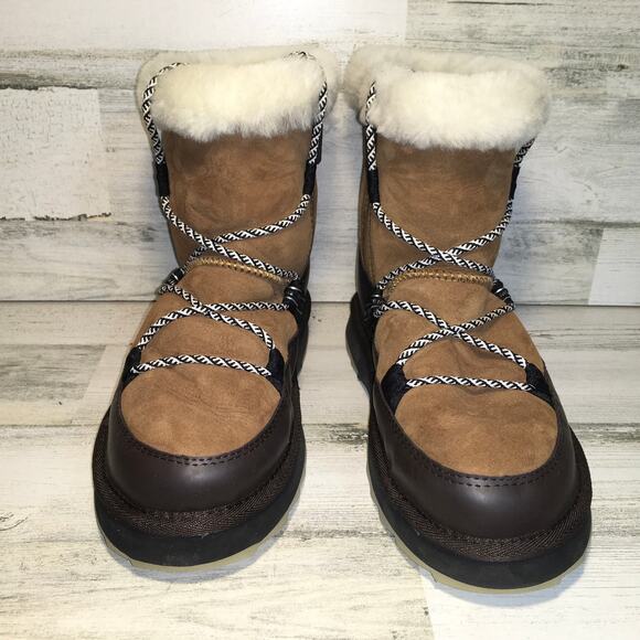 Emu Australia Blurred Sheepskin Boot Womens 10 Chestnut Brown Fuzzy Furry Warm - Picture 4 of 11